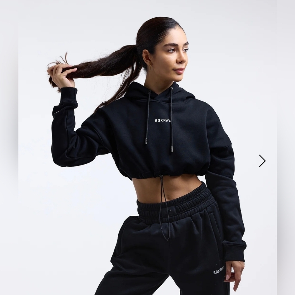 BOXRAW Johnson Cropped Dark Blue Hoodie Size M